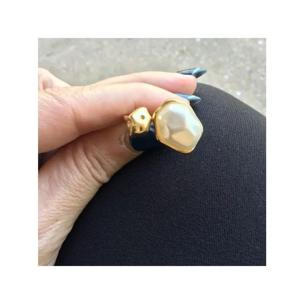 Gold Pearl Open Band Ring - Women Jewelry